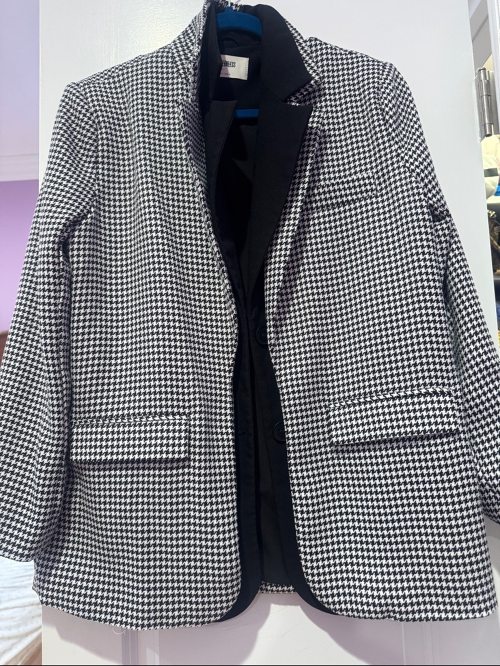 Black and White Houndstooth Blazer